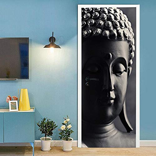 Türtapete 3D Selbstklebend TürPoster - Buddha-Figur - Fototapete Türfolie Abnehmbar Wandtapete Wohnzimmer PVC Wasserdichte Schlafzimmer Türaufkleber 77 x 200 cm
