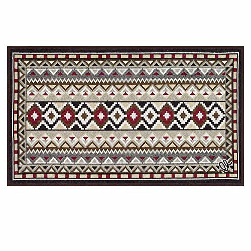 OLIVO.shop | SPRINT KILIM 3 Tappeto cucina moderno GEOMETRICO, corsia antiscivolo geometrica, varie misure (55x280 cm, ROSSO/MARRONE)