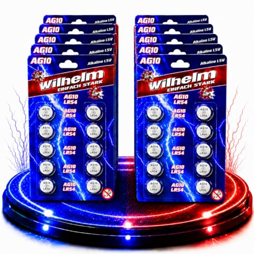 Wilhelm AG10 Alkaline Knopfzellen 1,5 V (LR54 L130 189 389) – 100 Stück