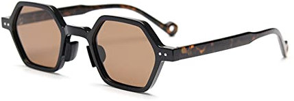 kachawoo Sechseckige polarisierte Retro-Sonnenbrille Promi-Influencer-Sonnenbrille für Street Snap Selfie Ins Trending Shades (brown gray lens)