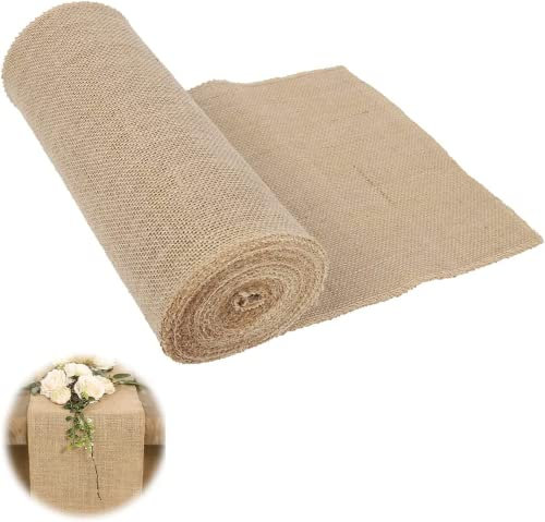 Runner Juta Naturale, 30 cm x 10 m Juta Rotolo, per Eventi, Matrimoni, Decorazione da Tavolo Confezioni Regalo e Decorazioni Natalizie (30 cm x 10 m)