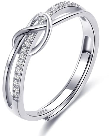 925 Sterling Silber Liebesknoten Ringe für Frauen verstellbare offene Fingerringe Schmuck Geschenke Versprechen Ringe für Frauen mit Zirkonia