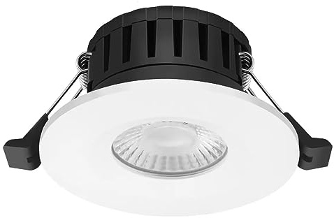Bright Source All in One Switchable Wattage 5w/8w LED Downlight - 4 Light Colour Temperatures - 2700K 3000K 4000K 6000K Extra Warm Cool Daylight White - White Bezel IP65 Fire Rated Dimmable Spotlight