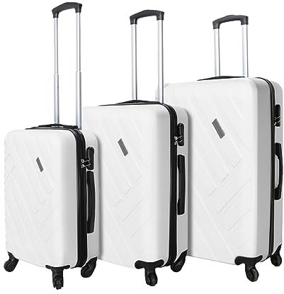 VERTICAL STUDIO 20 24 28 Koffer Reisekoffer 3er-Set Trolley Mehrteilig mit Ziffern Kofferschloss aus Kunststoff (ABS) Vier Rollen (Weiß Vantaa)