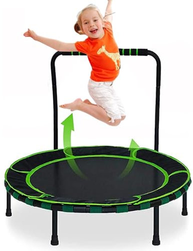 36'' Kids Trampoline Mini Foldable Fitness Noise-free Trampoline with Safety Padded Protective Cover Fitness Exercise Bungee Rebounder Happy Jumping Indoor & Outdoor Use for Boys Girls