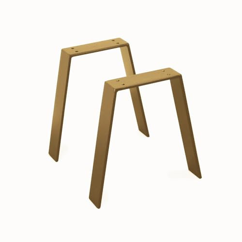 modernLOFTart Tischkufen Gold Vm 60x10 mm - Tischbeine Metall aus Flachstahl Sandgestrahlt und Pulverbeschichtet - Tischgestell Breite 20cm, Höhe 42cm - Industrial Loft
