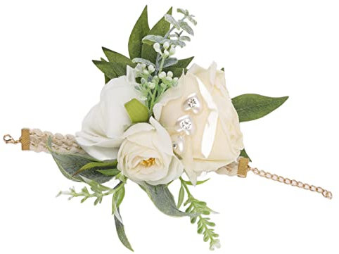 Fleur De Poignet De Mariage, Fleur De Poignet De Mariée, Plusieurs Roses Blanches Et Vertes, Fleur De Poignet De Bal, Fleur De Poignet De Fête, Fleur De Poignet D'événement En Plein Air, Photographie