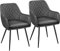 Yaheetech Esszimmerstühle 2er Set Küchenstühle, Polsterstühle mit Armlehnen Metallbeine, Seesel aus Kunstleder für Arbeitszimmer/Wohnzimmer, Dunkelgrau