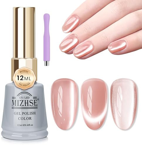 MIZHSE UV Nagellack Set Cat Eye UV Gel Nagellack mit Magnet 12ml Mondlicht Cateye UV Gel Nail Polish Cateye Magnet Nagellack Glitzer Cat Eye Cel Holografisches Soak Off UV LED Gellack Nagelstudio Set