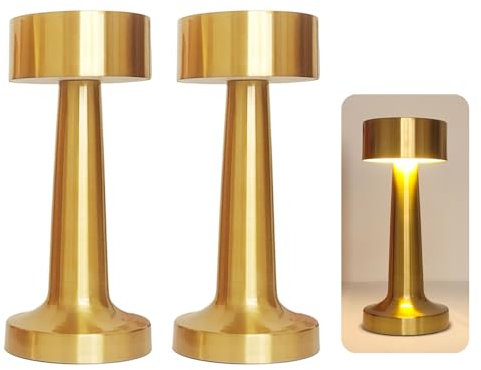 AEUZWR Lampe de Table Sans Fil Rechargeable - 3 Couleurs À Intensité Variable, 2000mAh USB, pour Chevet, Restaurant (2 Pièces)