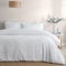 Serene - Plain White Seersucker Duvet Cover - Super King Bedding Size (260 x 220cm) - Luxury Bedding - Soft Touch - Textured Duvet Cover - Railroad Stripe - Puckered Effect
