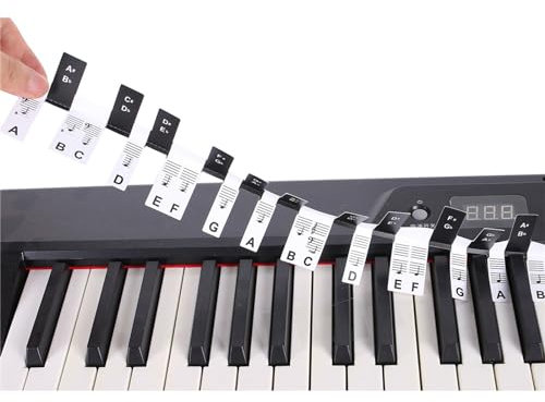 Golden Apple Removable PVC Piano 88 Key Notes Letter Label for Beginner Piano Keyboard Notes Lables Reusable Piano Notes Guide (Black)