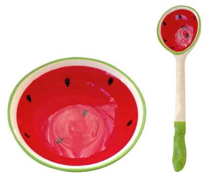 Kichvoe Ensaladera De Cerámica con Cuchara Bonito Cuenco para Servir Comida Cuenco De Sandía Cuencos para Mezclar Cereales Pasta Aperitivos