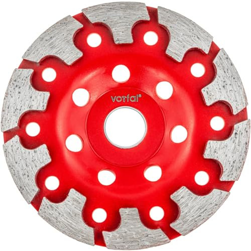 Vorfal Diamantschleiftopf 125mm Betonschleifer Typ T Diamanttopfschleifer Schleifscheibe Diamant Schleifteller für Stein, Beton, Fliesenkleber, Granit, Mauerwerk, Estrich, Kleberresten