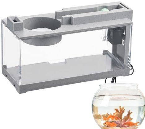 Alwida Moderno Acquario per Pesci, Acquario in Vetro ABS, Elegante Acquario Betta, Acquario da Tavolo in Vetro con Filtro e Luce, Decorazione da Tavolo per Acquario per Pesci Alimentato t
