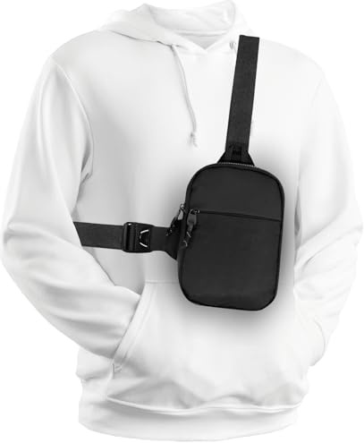 Übergröße, Diebstahlschutztasche, langer Gurt, 147,3 cm, Gürteltasche mit verlängertem Gurt, stilvolle Brusttasche, Schwarz, Diebstahlschutz, Extra Plus Size, Schultertasche mit verlängertem Gurt