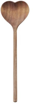 FSSTUD 11 Inch Long Handle Wooden Mixing Spoon Heart Shaped Cooking Spoon Kitchen Stirring Spoon Vintage Handmade Wood Spoon