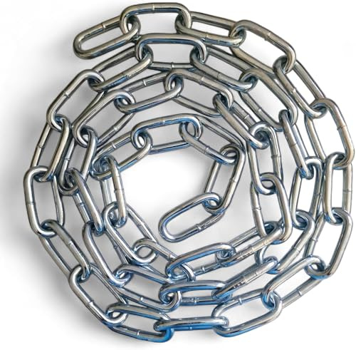 10MM Metal Chain Heavy Duty & Rust Resistant Link Galvanised Thick Polished Stainless Steel for Security Gate Fence Gym Weight Lifting Strong Long Life Welded Links (10MM, 1 Metre)