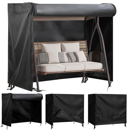 Abdeckplane für Gartenschaukel, 600D Oxford-Tuch wasserdicht Hollywoodschaukel Schutzhülle, Anti-UV Abdeckplane für Hollywoodschaukel, Reißfestigkeit, mit Aufbewahrungstasche (220*150*170cm)