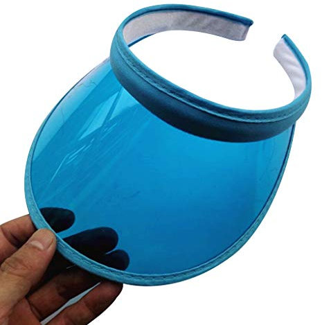 Maxtonser Unisex Summer Candy Color UV for Protection Open Top for Sun Visor Hat Transparent PVC Plastic Wide Brim Clip-On Sport B,Sun Hat