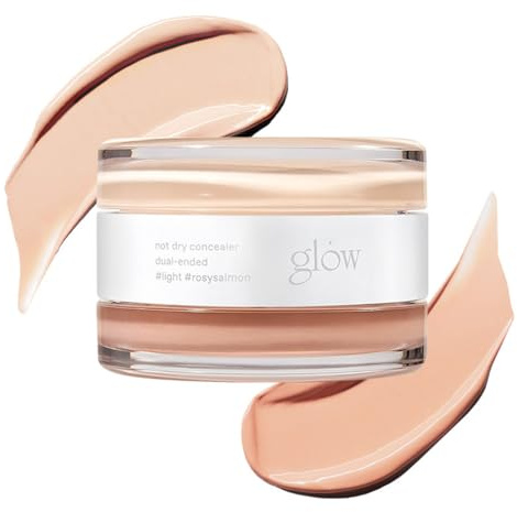 glow not dry concealer #light #rosysalmon, covers under-eye circles & blemishes, full-coverage, dual-color&use, melt-in texture, 0.4 oz