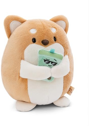 NICI MYMOCHI Kuscheltier Hund Hiro 16 cm mit Bubble Tee in Geschenkbox 11x12x6,5 cm, Flauschiges Stofftier zum Kuscheln, Spielen und Liebhaben - 61152