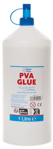 Baker Ross FN078 Washable PVA Glue - 1 Litre, PVA for Schools, Teaching Supplies, Multipurpose Glue for Wood, Paper Card