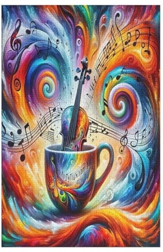 Holzpuzzle Musical Hinweis Puzzle 1000 Teile Erwachsene Klassische Pädagogisches Spielzeug Kinder Lernspiel Herausforderndes Puzzles Raumdekoration Detailreiches Geschenk (78×53cm)