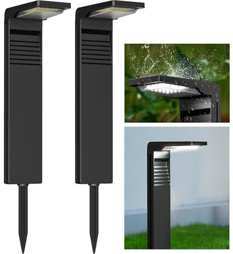 OUSFOT Wegeleuchten Außen solar [2 pcs] IP65 Solarlampe Solarstrahler für außen Garten Wasserdicht 30 LEDs Solar Strahler Außen mit 2 Beleuchtungsmodi Gartenbeleuchtung für Wege/Garten/Terrasse