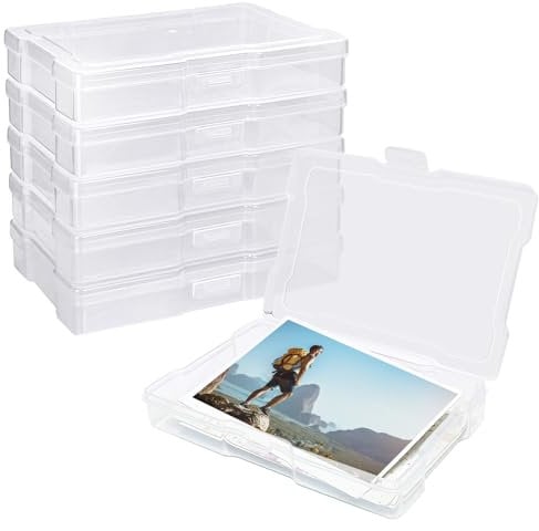 6Pcs Photo Storage Containers,Photo Storage Craft Keeper,4 x 6 Photo Storage Boxes,Plastic Photo Case for Cards,Stamps,Pictures,Photos,Scrapbooking (6)