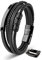SERASAR Armband Herren 20cm Schwarz Männer Leder Armreif Lederband Herrenarmreif Armschmuck Schmuck Herrenschmuck Armkette Flecht Wickelarmband Kette Leather