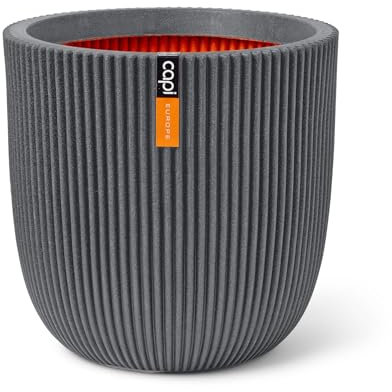 Capi Europe - Pot Boule Groove NL - 43x41 - Gris foncé - Ouverture Ø35 - Pot pour Une Utilisation à l'intérieur et à l'extérieur - Incassable - 100% Recyclable - KGVDG933