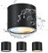 Gleonlux LED Aufbauspot Deckenspot Schwarz, Aufbaustrahler IP44 9W CCT 3000K/4000K/6500K, Aufputz Spots 230V mit GX53 Fassung, Deckenstrahler Rund, Deckenlampe Aluminium für Bad, Badezimmer 4Stück