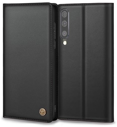 Handyhülle für Samsung Galaxy A50 Hülle, Premium Lederhülle Schutzhülle Tasche für Samsung Galaxy A50/A30S Hülle Wallet Kartenfach Standfunktion Klappbar Flip Case für Samsung A50/A30S Hülle, Schwarz