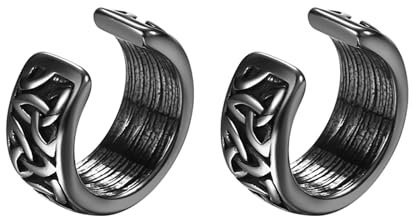 JewelryWe Wikinger Ohrclips Ohrklemme Herren: Edelstahl Nordische Keltische Knoten Knorpel Ohrmanschette Fake Piercing Creolen Clip On Ohrringe Ohne Loch für Männer Frauen