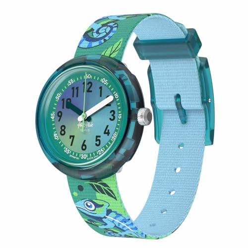 Flik Flak Kinderuhr, Chamäleon-Design, Türkis-Grün, Analoges Zifferblatt
