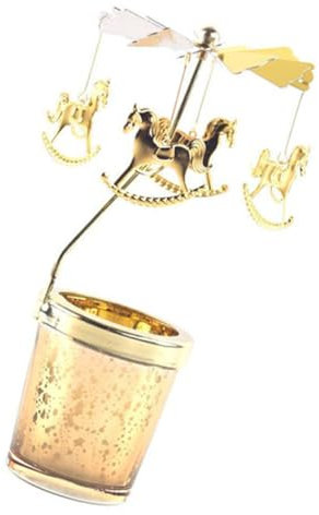 Ciieeo Rotierender Kerzenhalter Aus Metall Und Glas Mit Pferde-Design Stilvoller Teelichtständer Für Romantische Partys Einfache Handhabung Dekorativ Für Tisch Und Besondere Anlässe