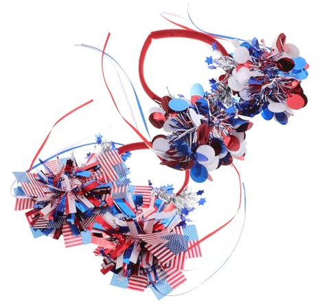 SAFIGLE 2pièces Bandeau Drapeau Américain Accessoire Cheveux Célébration Lot pour Femme Déco Patriotique Juillet Usage Extérieur