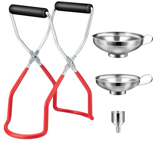 HAUSPROFI Edelstahl Trichterset 4-teilig mit Einmachgläser Heber & Trichter - 3 Größen Küchentrichter Set für Marmelade, Einmachen, Öl, Gewürze - Spülmaschinenfest