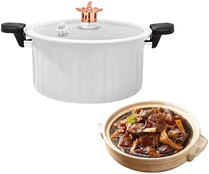 BommFu Antiaderente, teglia antiaderente con coperchio, set di cottura a induzione in acciaio con manico per fornelli elettrici, zuppe, pasta, riso, campeggio