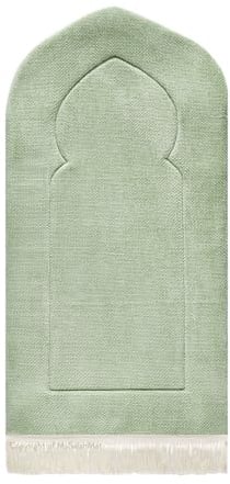My Salah Mat Muslim Prayer Rug - Thick Large Adult Padded Sajadah for Men Women by Urban Rugs UK - Soft Islamic Mat Great for Knees Forehead Eid RamadanTravel (Luxury Sage Arch)