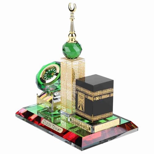 Luocute Muslimisches Kaaba-Uhrenturmmodell, Islamische Architektur, Kunsthandwerk, Souvenirs, 11,9 X 6,6 X 13 cm, Heimdekoration