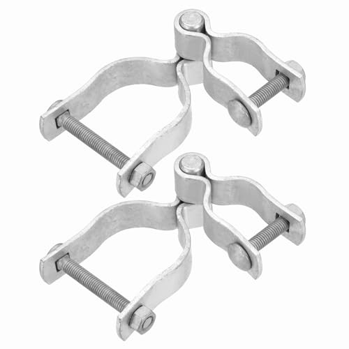 sourcing map 2 Stück Kettenglied-Zaun-Pfostenscharnier, 3,5 cm, 6,5 cm, verzinkter Stahl, Kettenglieder, Zaunpfosten, Scharniere mit Schrauben und Muttern für Außenrohre