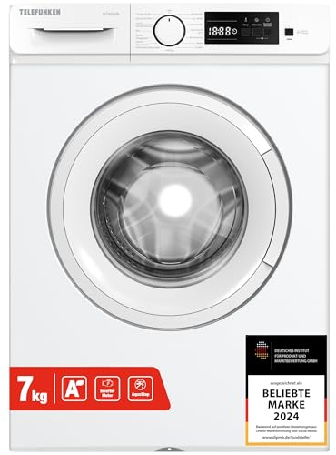 Telefunken W714AS1W Waschmaschine 7kg Frontlader 1400 U/Min. EEK A | Inverter Motor, AquaStop, Schontrommel, 15 Programme, Startzeitvorwahl, Kindersicherung, weiß