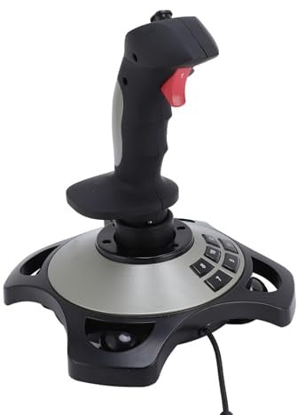 PUSOKEI PC Simulations Controller Joystick, USB Gaming Flugsimulator mit Vibrationsfunktion und Drosselklappensteuerung, Flugsimulator Joystick Gamecontroller für PC