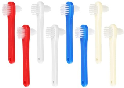 Spazzolino per protesi, 8 pezzi, spazzolino a doppia testa per denti artificiali, spazzola per la pulizia a 360° con doppia testa della spazzola, spazzolino portatile doppio lato per la pulizia di