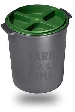 Farbeimer mit Deckel Grün für 6 Farbrollen - Luftdichte Aufbewahrung für Malerrollen - Hält Farbroller frisch & einsatzbereit - Nachhaltiger Malerbedarf - Made in Germany