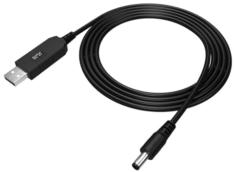 Asobilor USB zu 9V Step-Up Kabel, Innenpol negativ – 5V auf 9V Spannungswandler mit Schutzschaltung, DC 5,5×2,1mm Hohlstecker, 1,5m für Gitarreneffekte & Audio-Geräte