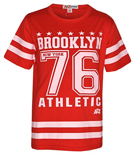 A2Z 4 Kids Girls Top Designer's Brooklyn New York - Brooklyn 76 Top Red 7-8