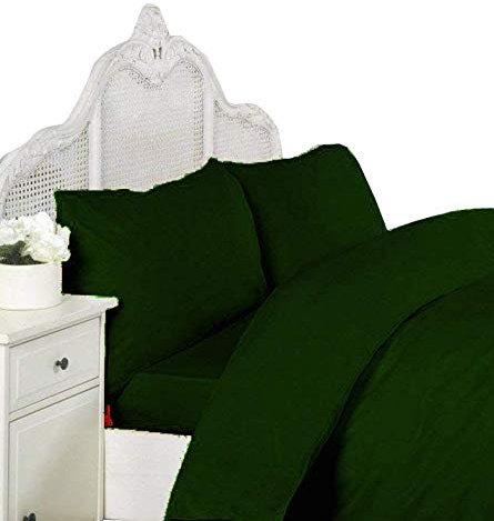 BEDWAY – 68 Pick Polycotton – PILLOW CASE PAIR – Housewife Plain Dyed Polycotton Pack of 2 Pillow Cases Machine Washable (Dark Green)